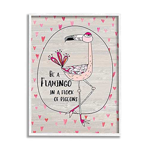 Stupell Industries Be A Flamingo Cartoonデザイン、Jo Moultonによる白額入りウォールアート、24 x 30、ピンク【並行輸入品】の通販は