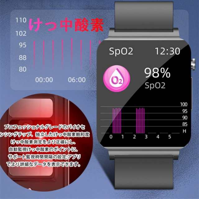 スマートウォッチ血糖値 日本製センサー 心臓図EG+PG 24時間皮膚温度管理 けつ圧 けっちゅう酸素 高精度心拍数 着信通知 睡眠検測  時間設の通販はau PAY マーケット - SATOMI公式直販店 | au PAY マーケット－通販サイト
