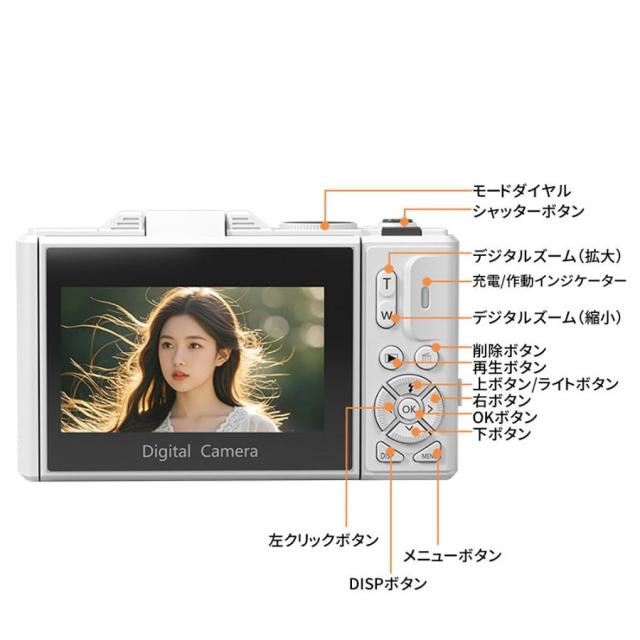 デジタルカメラ 5K 7500万画素 3.0インチ 18倍ズーム 180度回転 動画