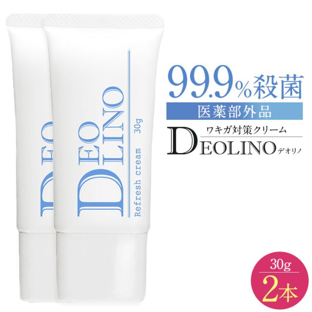 【公式正規品はこちらのみ】お買い得 2個セット  DEOLINO(デオリノ） 薬用デオドラントクリーム 制汗クリーム 臭いケア 無臭 ワキガ わきが におい 匂い 臭い 体臭 脇汗 汗 制汗剤 制汗 クリーム 30g 薬用 医薬部外品 送料無料