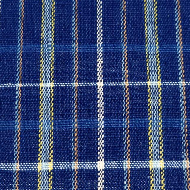 八寸名古屋帯 丹波布 藍地 格子 木綿 未仕立て【染織近藤】