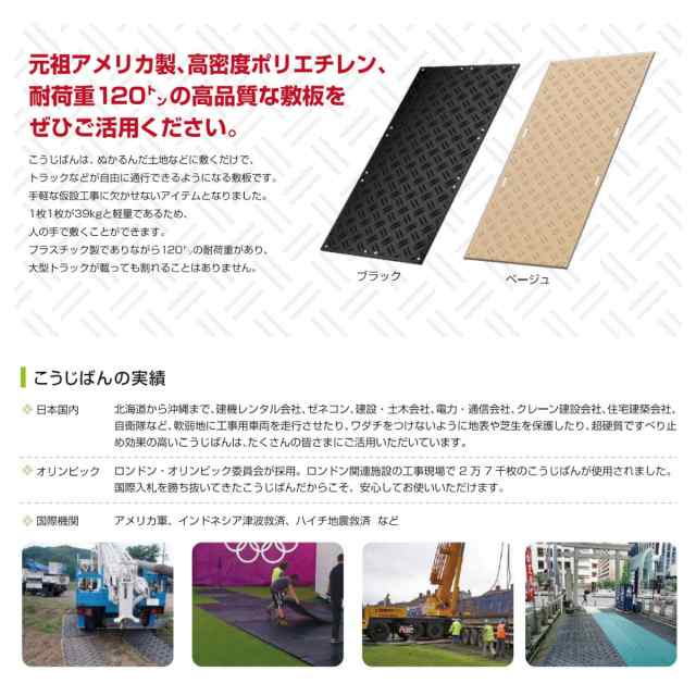 こうじばん 強化型プラスチック敷板 3×6尺 ブラック コンパネ プラシキ 軽量敷板 養生板 農業 林業 イベント 建設 土木の通販はau PAY  マーケット 建機ランド au PAY マーケット－通販サイト