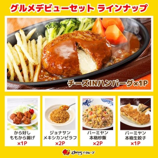 冷凍食品 惣菜 餃子 ハンバーグ/ すかいらーく グルメデビューセット（5種7袋） / ハンバーグ 炒飯 から揚げ ピラフ 中華惣菜 洋風惣菜 お惣菜 おかず 弁当 グルメ