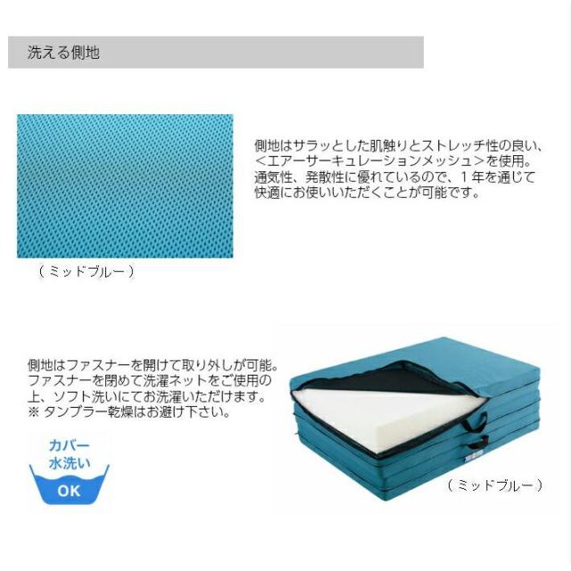 マニフレックス 三つ折りマットレス セミダブル メッシュウィング 高反発 腰痛 ミッドブルー イタリア製