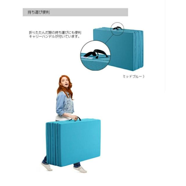 マニフレックス 三つ折りマットレス セミダブル メッシュウィング 高反発 腰痛 ミッドブルー イタリア製