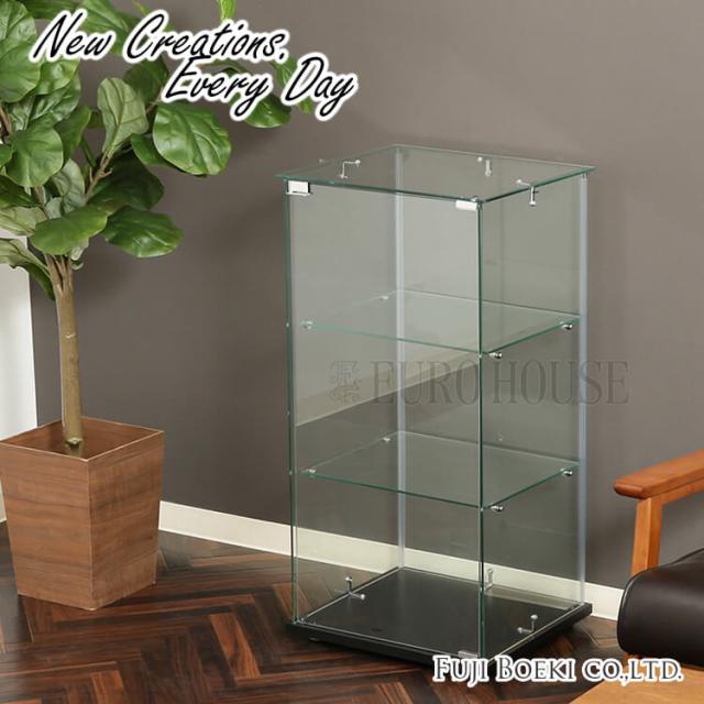 [送料無料]ガラス コレクション ケース 3段 クリア 見せる収納 ディスプレイ オブジェ 小物インテリア 組立 シンプル 一人暮らし 新生活  不二貿易の通販は