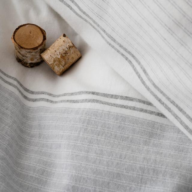 送料無料 ダブルベッド用 シーツ & カバー 4点セット 寝具 ピローケース×2 コンフォーターカバー ホワイト WH ×グレー ボーダー 綿 コットン 北欧 レヴィ Fab the Home