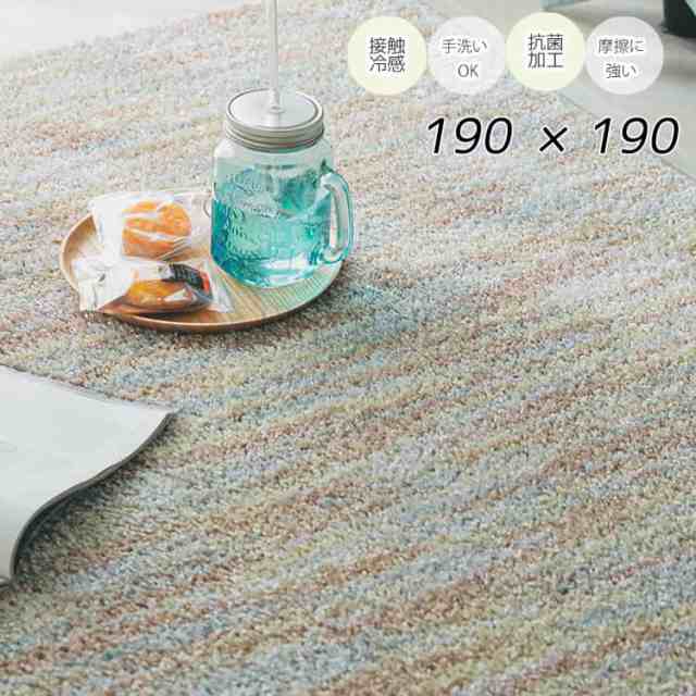 [送料無料]ラグ カーペット オアシス ベージュミックス 190×190 クール ひんやり 防ダニ 抗菌 防臭 すべり止め リビング グラムスタイルの通販は