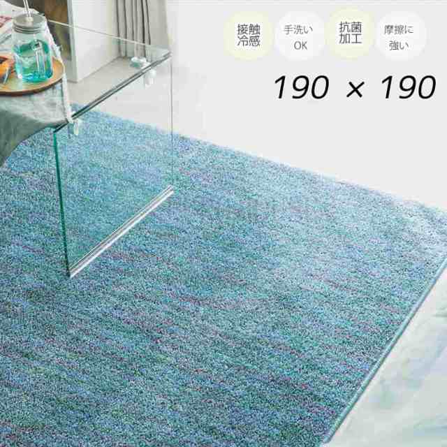 [送料無料]ラグ カーペット オアシス ブルーミックス 190×190 クール ひんやり 防ダニ 抗菌 防臭 すべり止め リビング グラムスタイルの通販は 13,884円