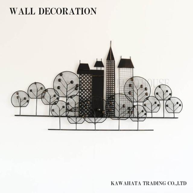 [送料無料]パネル ウォールアートパネル ブラック 壁飾り 飾り アイアン 町 建物 模様 モダン お洒落 パネルアートの通販は
