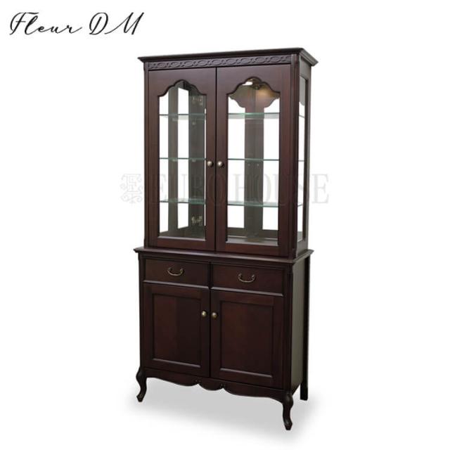 送料無料 在庫少要確認 ディスプレイ 飾り棚 カップボード CP85 コレクションケース ブラウン マホガニー材 エレガント FLEUR-DM フルール DM ダークマホガニー 東海家具工業 開梱設置付 tokaiの通販は 253,000円