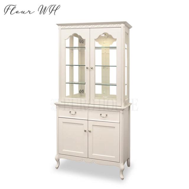 送料無料 在庫少要確認 ディスプレイ 飾り棚 カップボード CP85 コレクションケース ホワイト WH アイボリー マホガニー材 エレガント FLEUR-WH フルール WH 東海家具工業 開梱設置付 tokaiの通販は