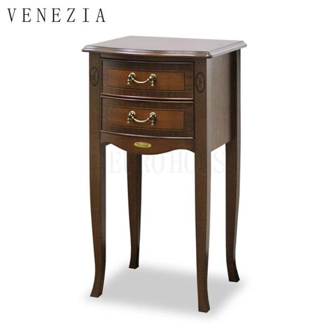 [送料無料]テレフォンスタンド 花台 電話台 FAX台 サイドボード 収納 ブラウン マホガニー材 象嵌細工 エレガント venezia ベネチア 東海家具工業 開梱設置付 tokaiの通販は