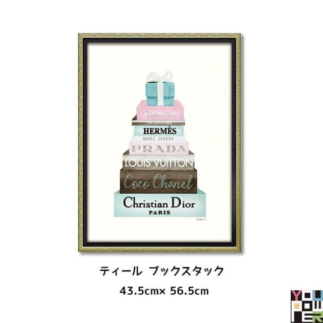 [送料無料]オマージュ キャンバスアート ティール ブックスタック(Mサイズ) W43.5×56.5 作家アマンダグリーンウッド ティール ブックスタック(Mサイズ)の通販は