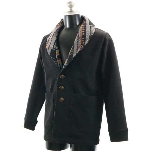 新品 エイチビー ノスタルジックインディゴ ジャケット M 黒 HB ショールカーディガン メンズ
