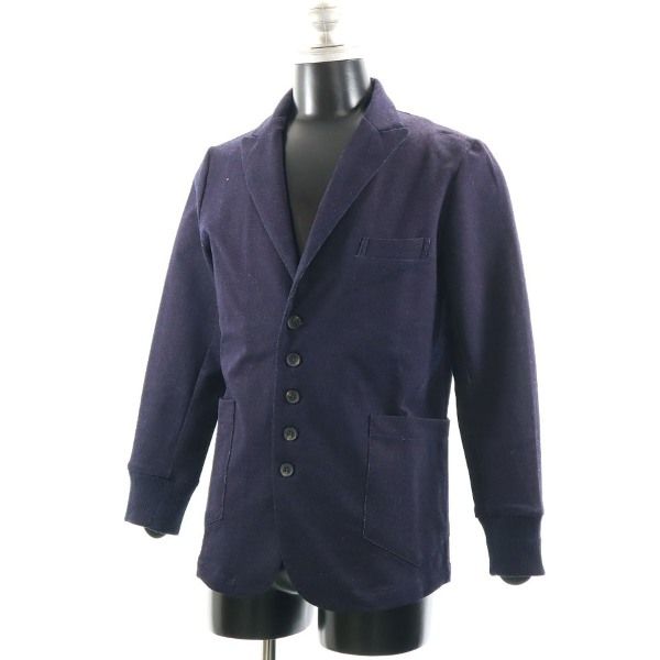 新品 エイチビー インディゴカットソー リブ テーラードジャケット L 紺 HB メンズ