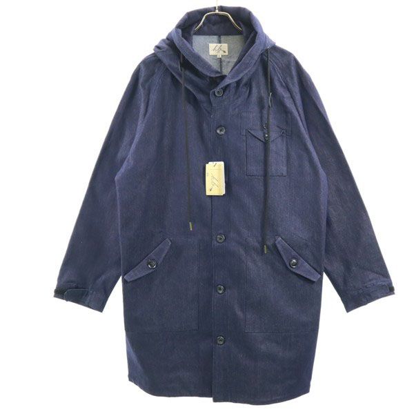 新品 エイチビー ビッグフード シルキー デニム モッズコート XL インディゴ ブルー HB ロングコート デニムジャケット メンズ_1