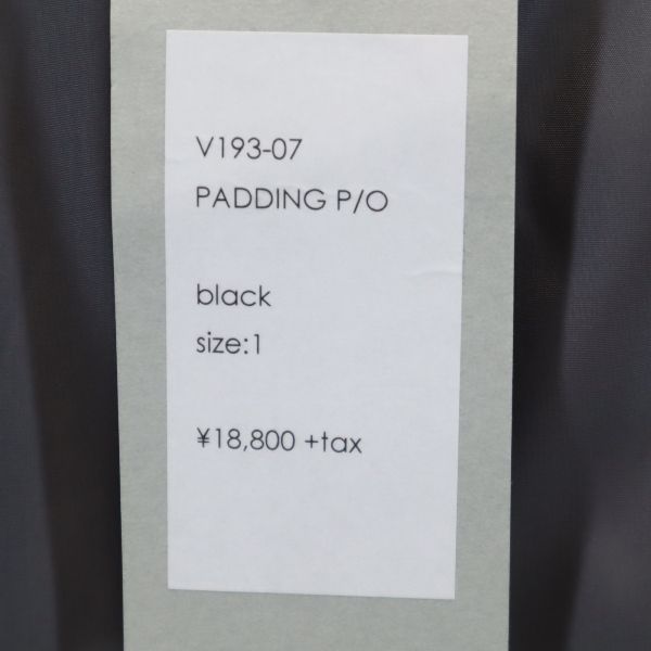 未使用 バースト222 19AW 日本製 中綿ジャケット 1 ブラック vast222