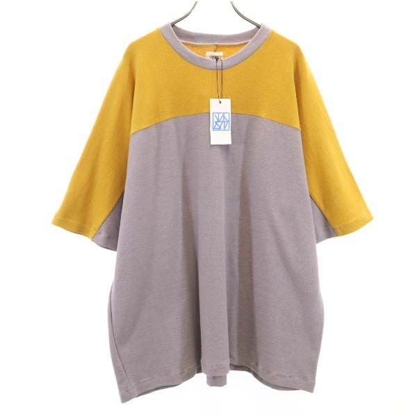 未使用 バースト222 19ss 日本製 バイカラー 半袖 Tシャツ 2 マスタード×グレー vast222 メンズTシャツ