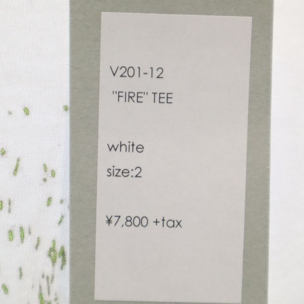 未使用 バースト222 20ss FIRE プリント 半袖 Tシャツ 2 ホワイト