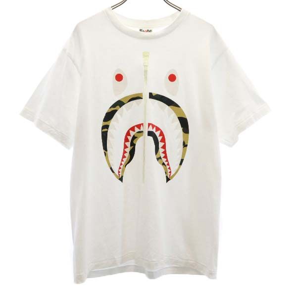 アベイシングエイプ シャーク プリント 半袖 Tシャツ M ホワイト系 A BATHING APE SHARK メンズ