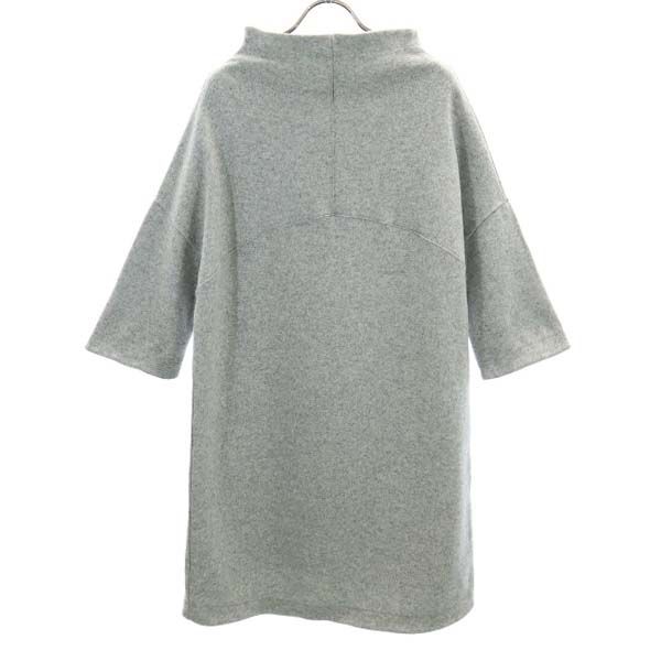 クロスリー イタリア製 ウールブレンド 7分袖 ワンピース M グレー系 CROSSLEY ドロップショルダー レディース クロスリー イタリア製 ウールブレンド 7分袖 ワンピース M グレー系