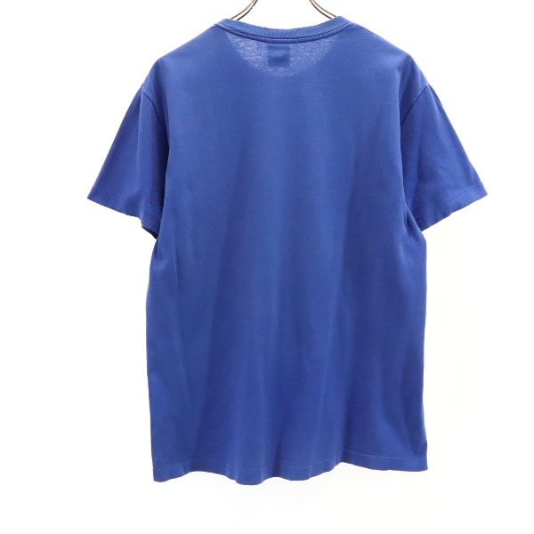 ステューシー 90s 紺タグ USA製 プリント 半袖 Tシャツ M ブルー系