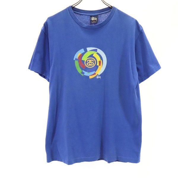 STUSSY ステューシー 90s 紺タグ USA製 プリント 半袖 Tシャツ M