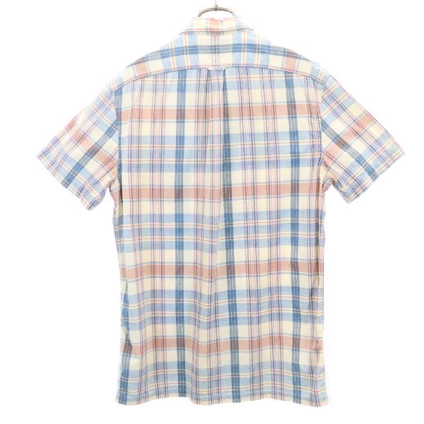 RRL ダブルアールエル 黒タグ 一ツ星 チェック柄 半袖 シャツ S ネイビー×ピンク RALPH LAUREN メンズ_1