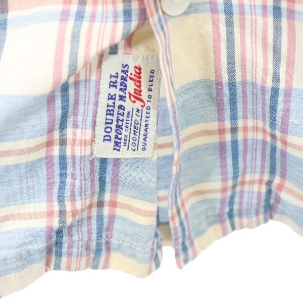 RRL ダブルアールエル 黒タグ 一ツ星 チェック柄 半袖 シャツ S ネイビー×ピンク RALPH LAUREN メンズ_6