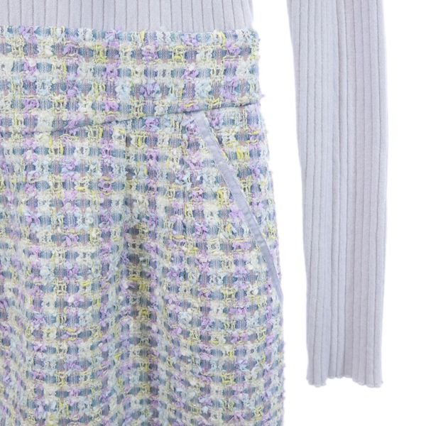 未使用 デビュードフィオレ チェック柄 長袖 リブニット ドッキング