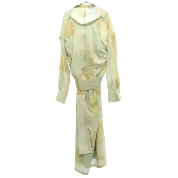 クラネ 総柄 長袖 デザイン ワンピース グリーン系 CLANE サイドジップ レディース