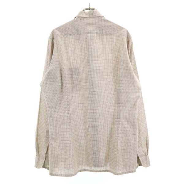 イヴサンローラン 80s 90s オールド チェック柄 長袖 シャツ 15 1／2 34-35 茶系 YVES SAINT LAURENT ワイシャツ メンズ_1