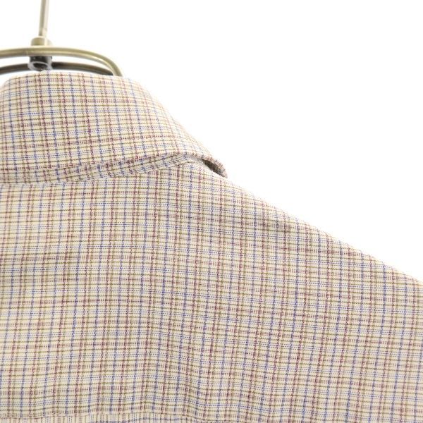 イヴサンローラン 80s 90s オールド チェック柄 長袖 シャツ 15 1／2 34-35 茶系 YVES SAINT LAURENT ワイシャツ メンズ_2