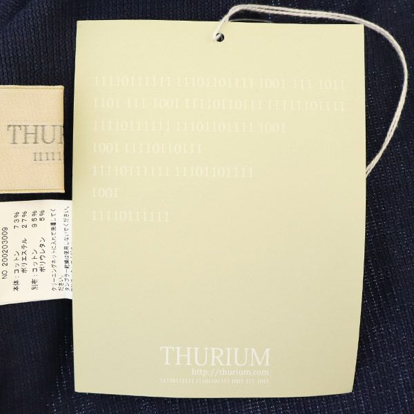 未使用 スリウム 長袖 踊るタックカットフリル ロングワンピース 38 ネイビー THURIUM レディース