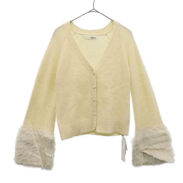 未使用 リリーブラウン 長袖 ファースリーブ ニットカーディガン F ホワイト Lily Brown レディースの通販は 4,805円