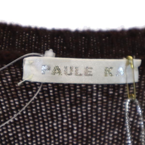 未使用 ポールカ イタリア製 カシミヤブレンド ニットベスト M 茶系 PAULE KA レディース_6