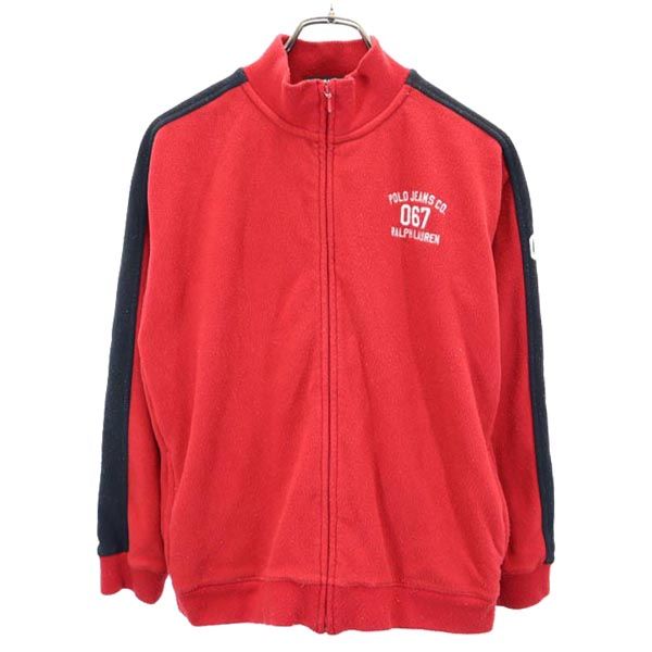 ポロジーンズ ラルフローレン ロゴ刺繍 フリースジャケット 160 レッド  