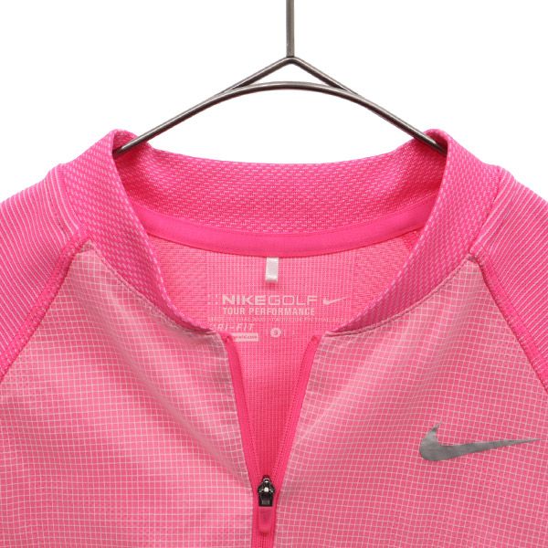 ナイキ ゴルフ 長袖 ハーフジップ シャツ S ピンク NIKE トップス