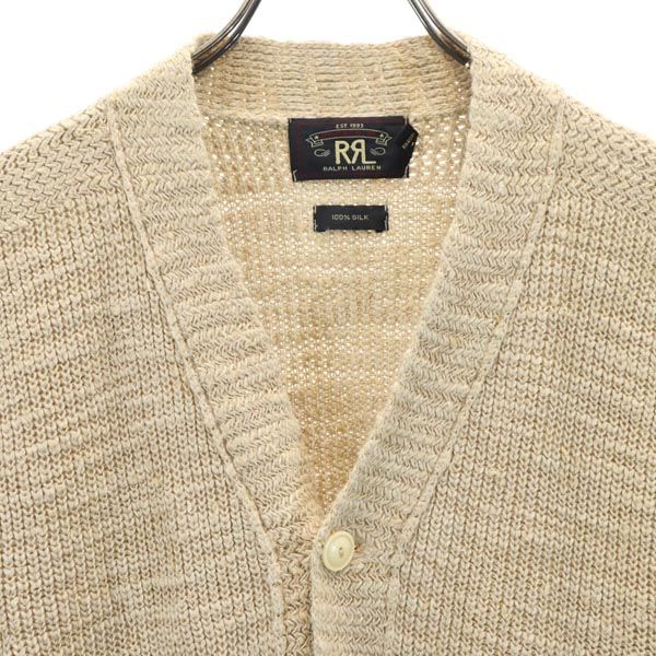 RRL 1ツ星 シルク100％ 長袖 Vネック ニット カーディガン S ベージュ