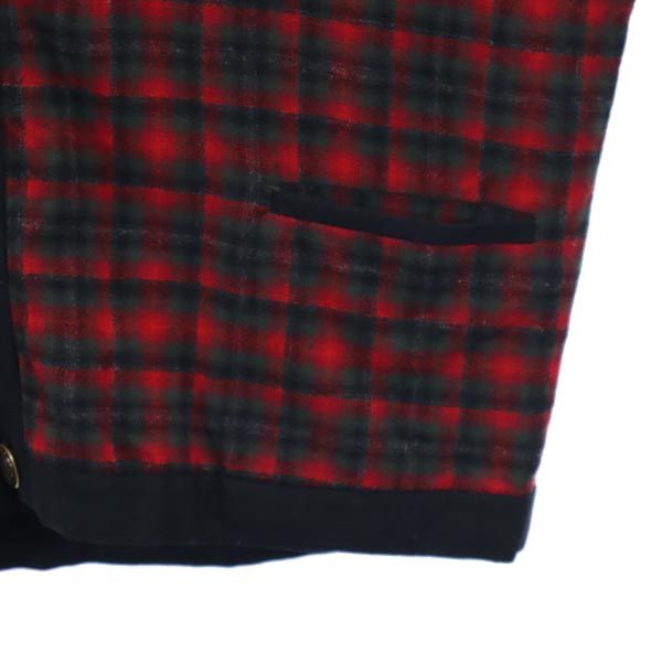 ペンドルトン 60s ヴィンテージ ウール チェック柄 長袖 Vネック カーディガン S 赤系 PENDLETON メンズ ペンドルトン 60s ヴィンテージ ウール チェック柄 長袖 Vネック