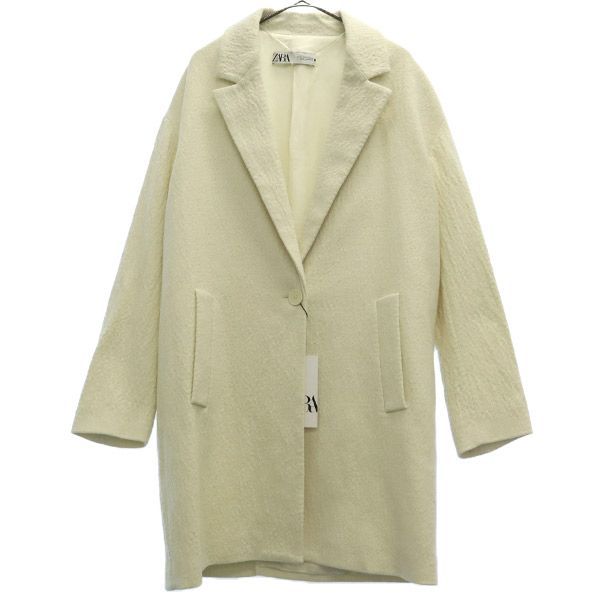 未使用 ザラ コットンブレンド チェスターコート XS ホワイト ZARA 
