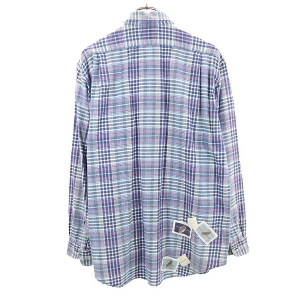 カールヘルム チェック 長袖 ボタンダウンシャツ M ブルー系 Karl 