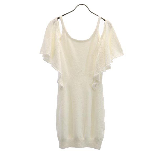 未使用 スナイデル 半袖 オフショルダー フリルタイトニット ワンピース F ホワイト系 snidel レディース
