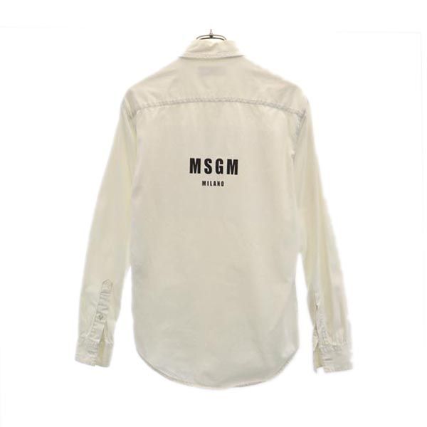 エムエスジーエム イタリア製 バック プリント 長袖 シャツ 38 ブルー系 MSGM メンズ