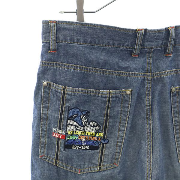 パジェロ 刺繍 ソフト デニム パンツ 85 ブルー PAGELO ジーンズ メンズ