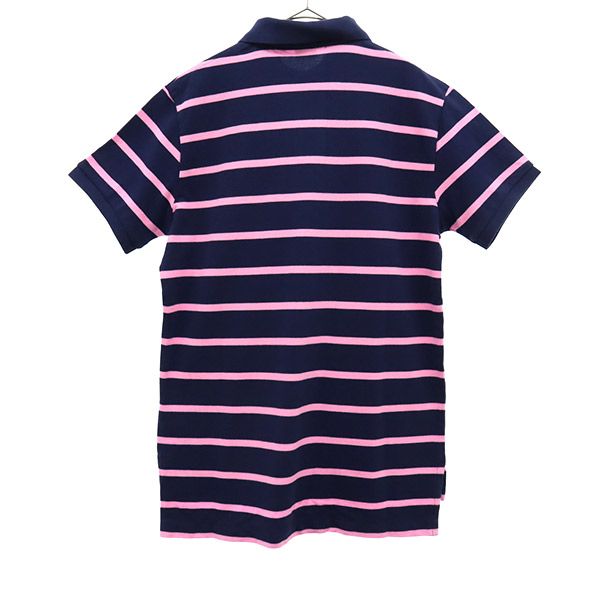 未使用 ポロバイラルフローレン ボーダー 半袖 ポロシャツ M ネイビー×ピンク Polo by Ralph Lauren 鹿の子 メンズ_1