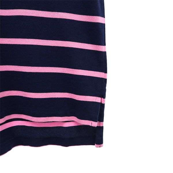未使用 ポロバイラルフローレン ボーダー 半袖 ポロシャツ M ネイビー×ピンク Polo by Ralph Lauren 鹿の子 メンズ_4