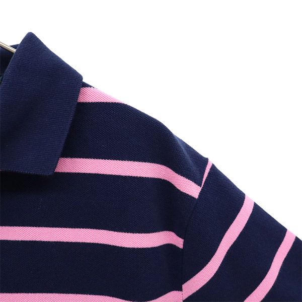 未使用 ポロバイラルフローレン ボーダー 半袖 ポロシャツ M ネイビー×ピンク Polo by Ralph Lauren 鹿の子 メンズ_5