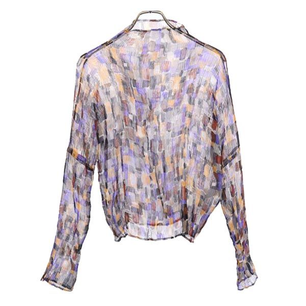 ISSEY MIYAKE - イッセイミヤケ 日本製 総柄 長袖 プリーツ シースルー カットソー M グレー系 ISSEY MIYAKE レディース イッセイミヤケ 日本製 総柄 長袖 プリーツ シースルー